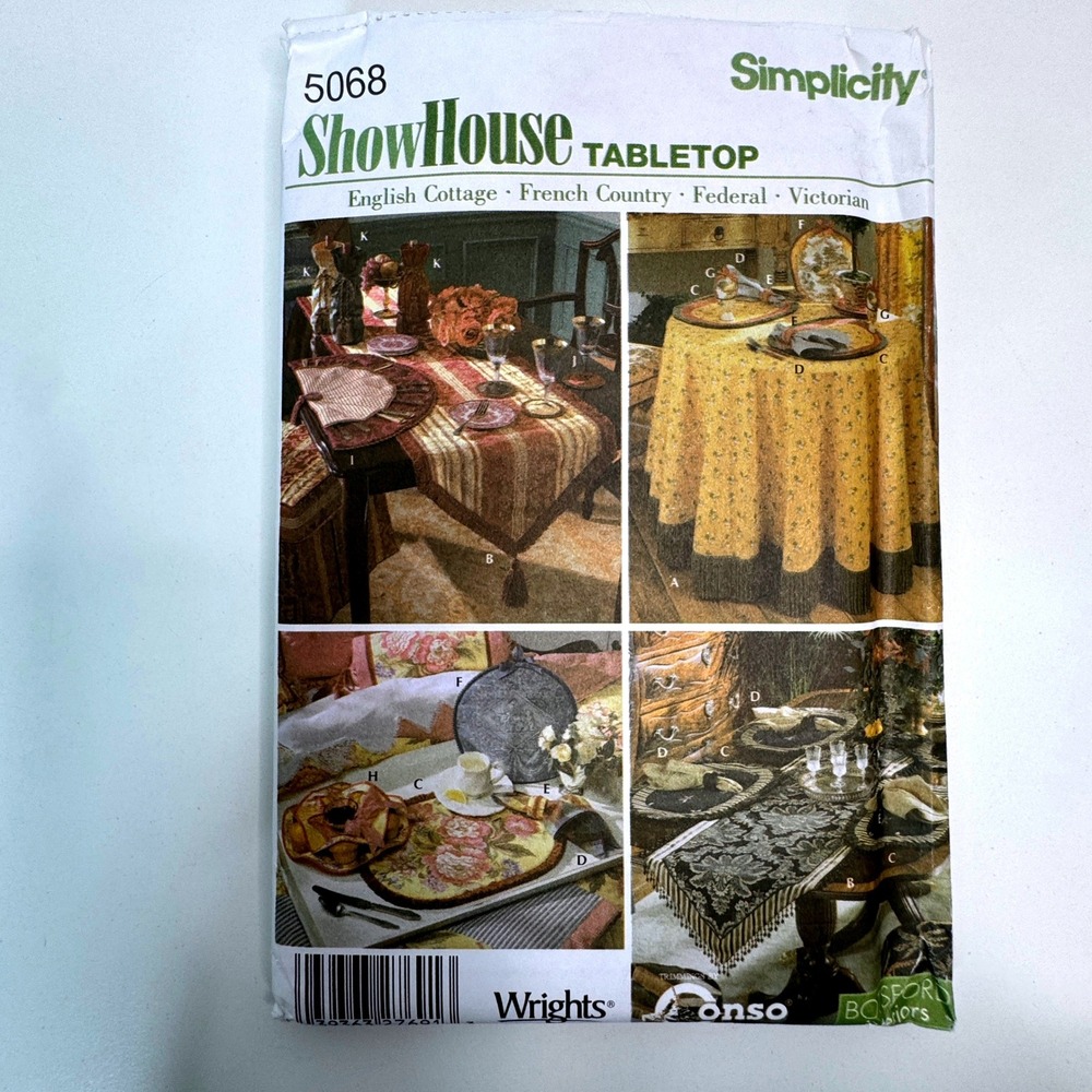 SIMPLICITY 5068 Tablecloth‎ TableTop Accessories Uncut Sewing Pattern Botsford